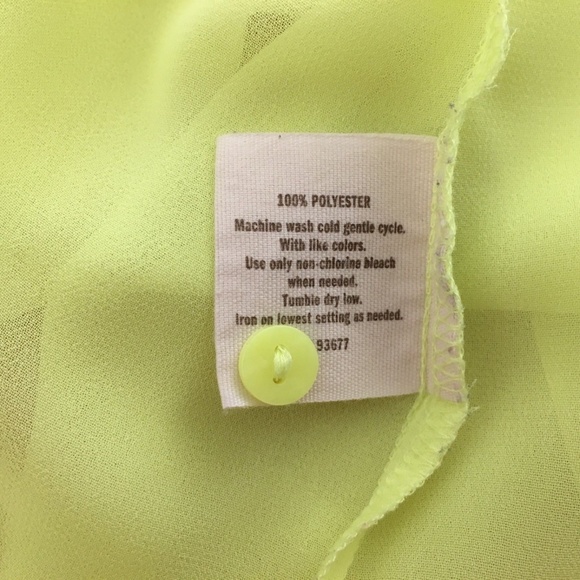 Decree Neon Yellow Sheer Button Down Long Sleeve - Picture 7 of 7